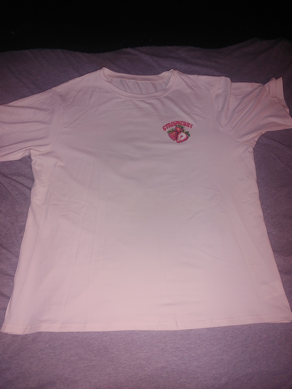 Classic Cream Color Strawberry Graphic Crewneck Tee
